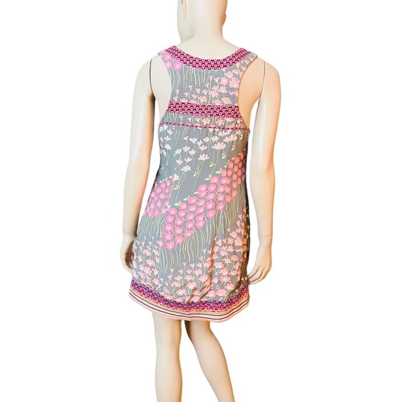 Free People Brown Floral Mini Dress Sz 4 Rayon 100% Hidden Zipper at Side - Picture 4 of 12